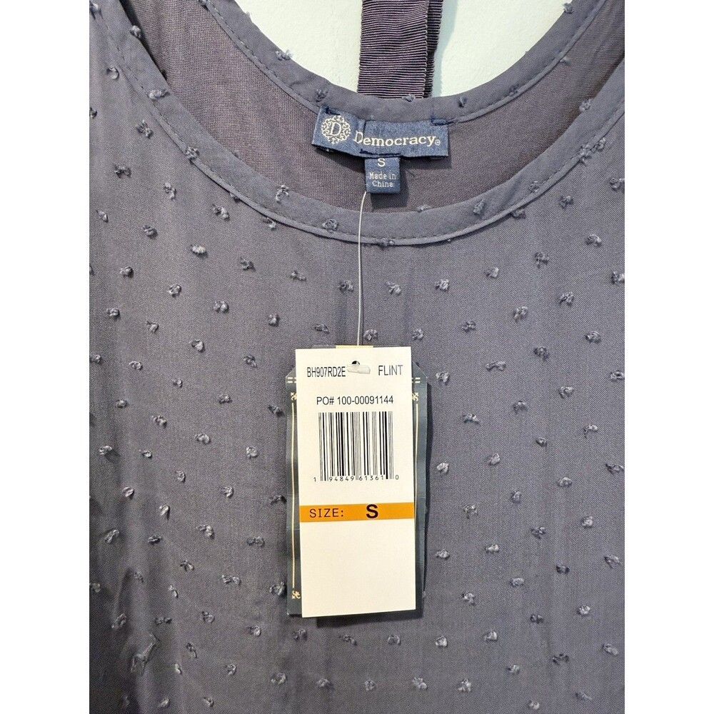 NEW Democracy Tank Top Womens Small Grey/Purple Polka Dot Travel Coquette Twee - Picture 3 of 6